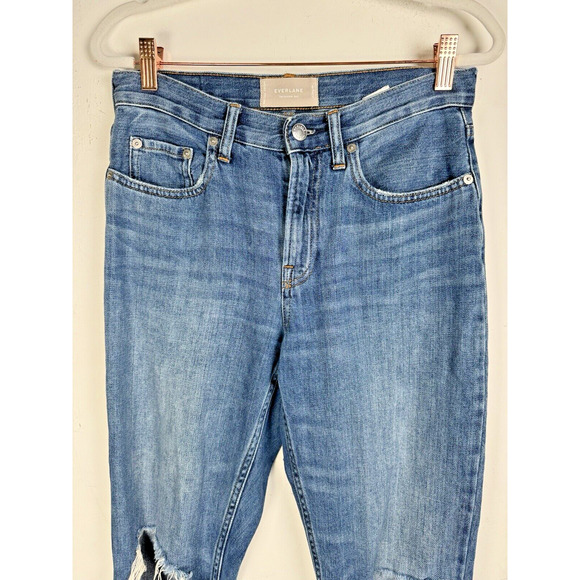 Everlane Womens Summer Jean Relaxed Fit Mid Rise Distressed Casual Cotton Jeans - Picture 3 of 11